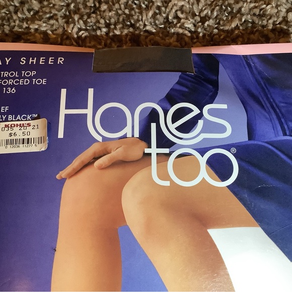Hanes too day sheer control top pantyhose, color barely black, size: EF - Picture 3 of 12